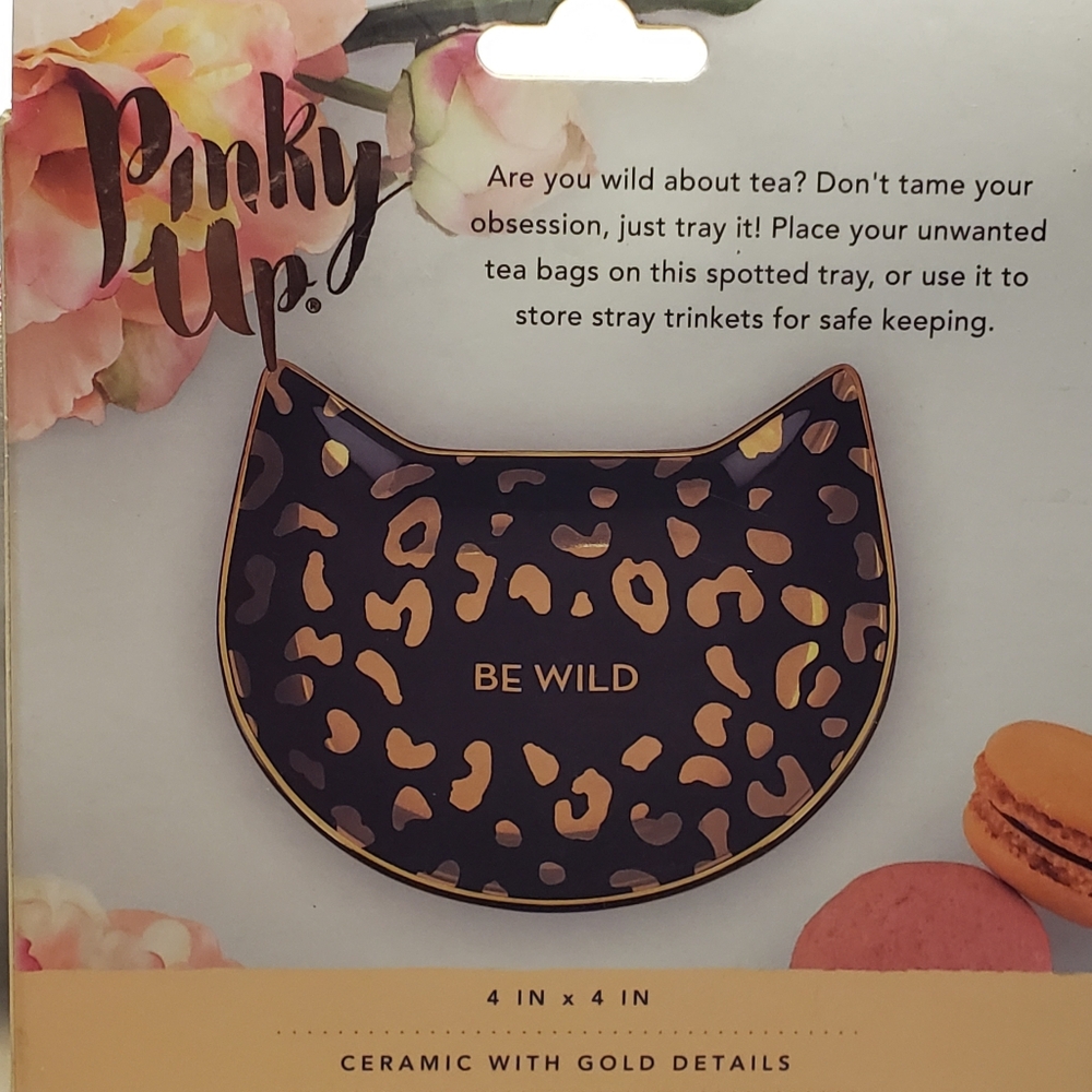 Pinky Up Ceramic Leopard Tea Tray New In Box - Picture 5 of 8